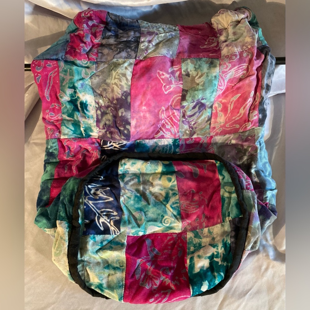 Colorful Patchwork Drawstring Bag Cinch Sac Backp… - image 5